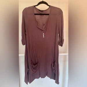 Kim & Cami Brown Tunic with Button Detail